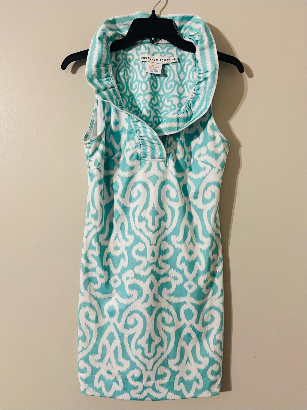 Gretchen Scott Jersey Ruffleneck Dress Arabesque Sz S